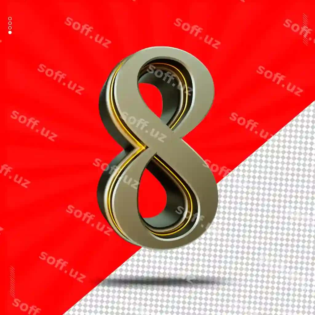 3d render raqam 8 temir font | 3d render number 8 font steel