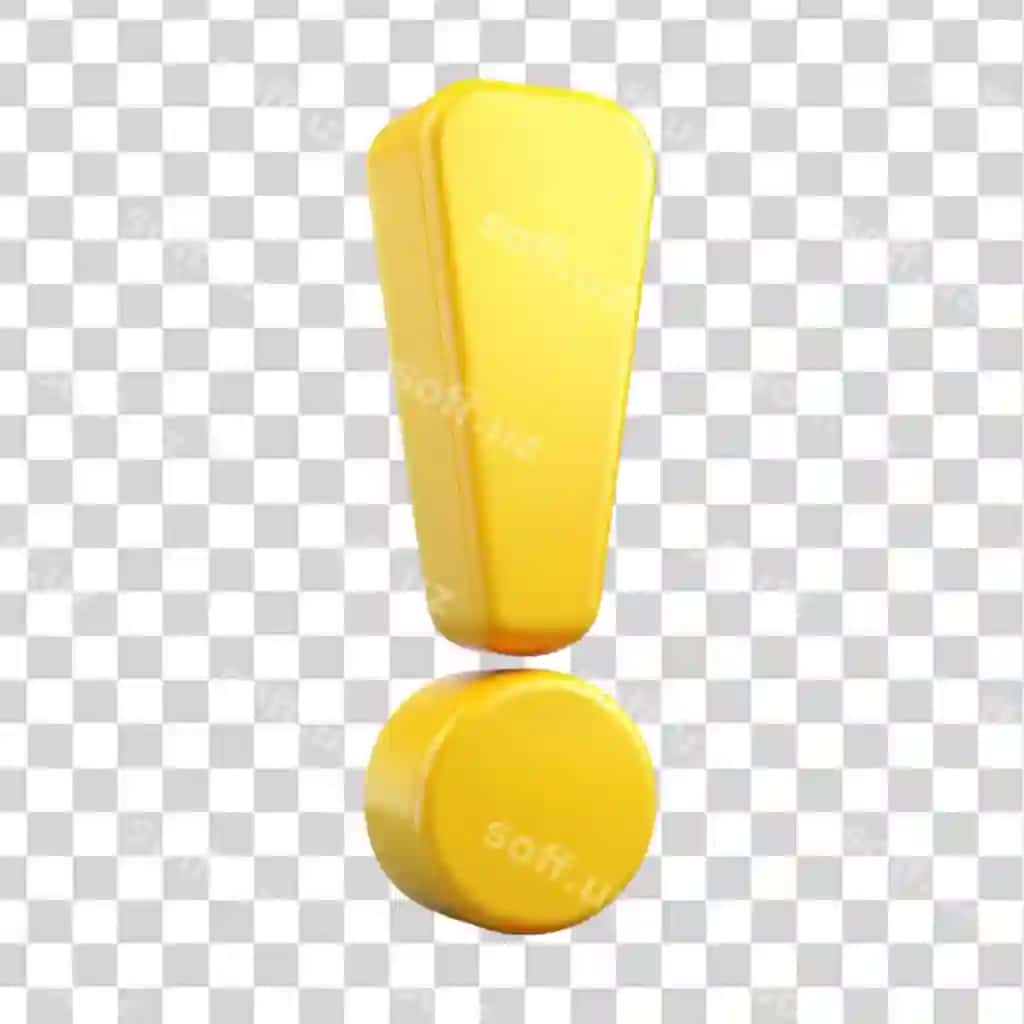 Takrorlash belgisi sariq rangda ajraltirilgan shaffof fonda | Exclamation mark yellow colour isolated transparent background