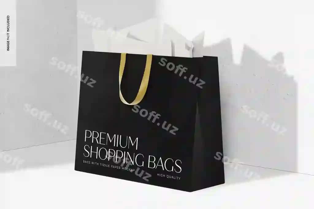 Chanta tishakdan namuna oʻng koʻrinish | Bag with tissue paper mockup right view