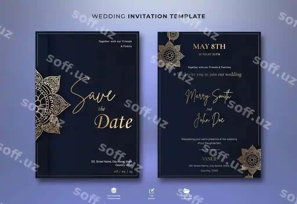 Gulli soddalash taklifnoma shabloni | Floral engagement invitation template
