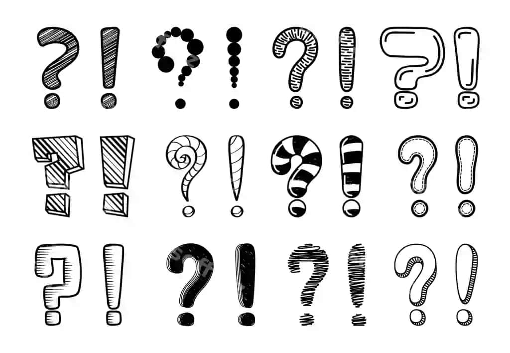Chizma savol bildirish belgilari vektor komplekti | Doodle question exclamation marks vector set