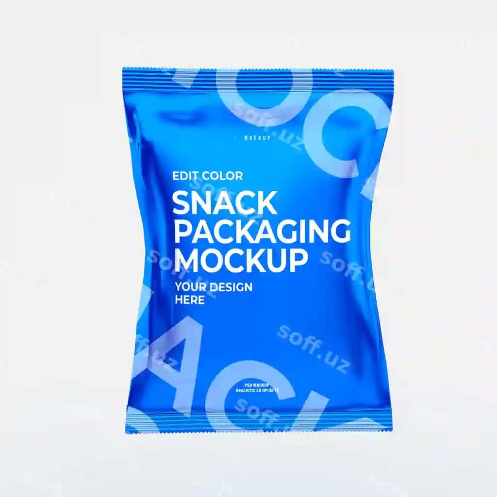 Snek paketi namunasi oq rang | Snack packaging mockup white color