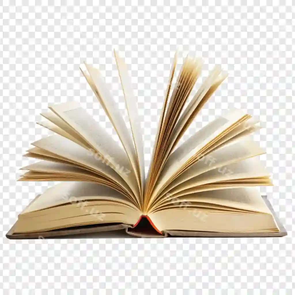 Ochiq kitob ayrilgan shaffof fonda | Open book isolated transparent background