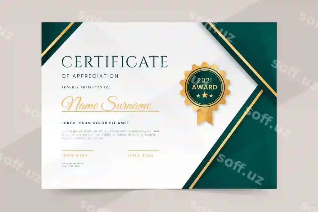 Gradient elegantsertifikat baholash shabloni | Gradient elegant certificate appreciation template