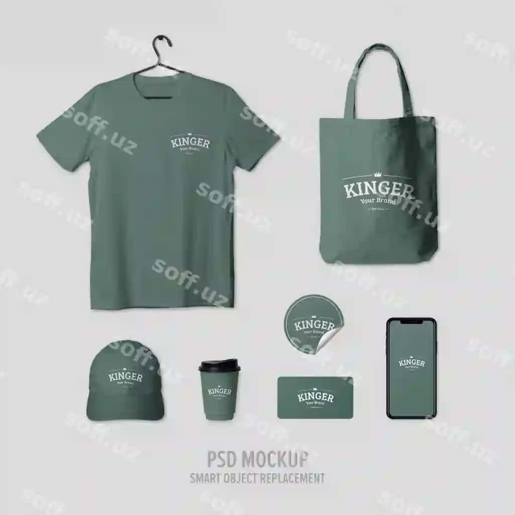 Korporat identifikatsiya mockup shablon to'plami | Set corporate identity mockup template