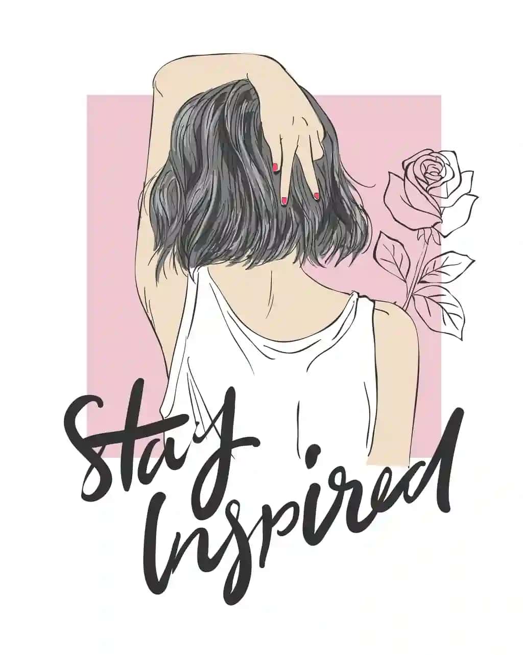 Qiz tasviri bilan shior | Slogan with girl illustration