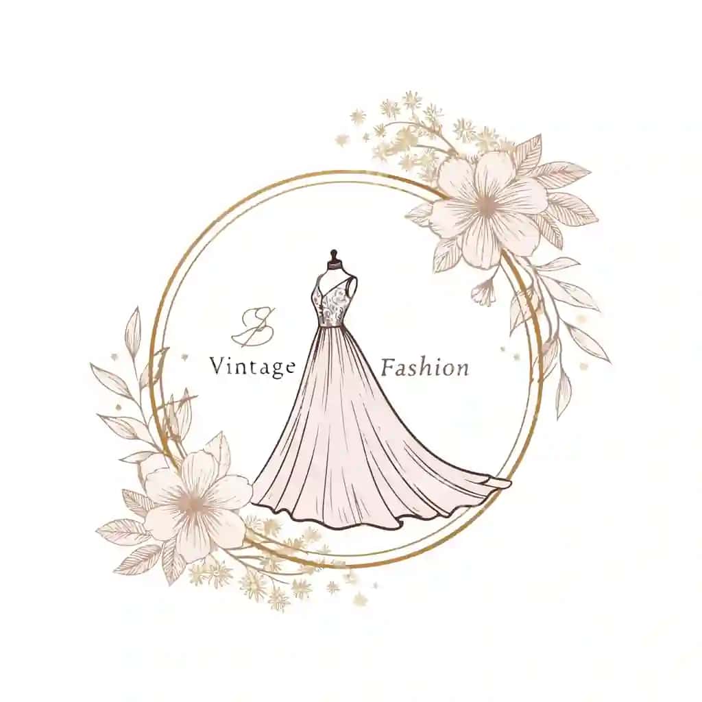 Qo'l bilan chizilgan dress vintage moda logotip dizayn shabloni | Hand drawn dress vintage fashion logo design template
