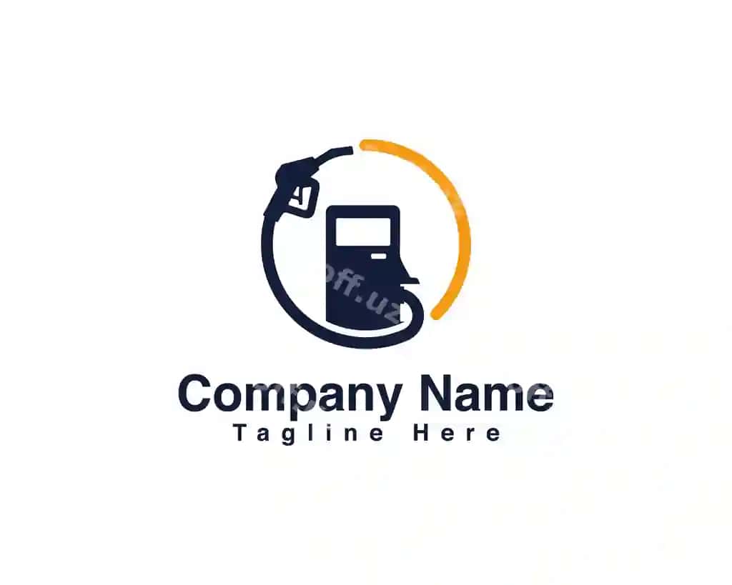 Yoqilg'i quyish qurolining ko'krak doirasi shaklidagi yonilg'i pompasi logotipi dizayni | Fueling gun nozzle circle shape fuel pump logo design