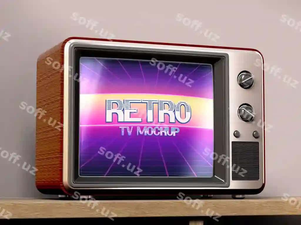 Eski retro TV namunasi yog'choi stol | Vintage retro tv mockup wooden table