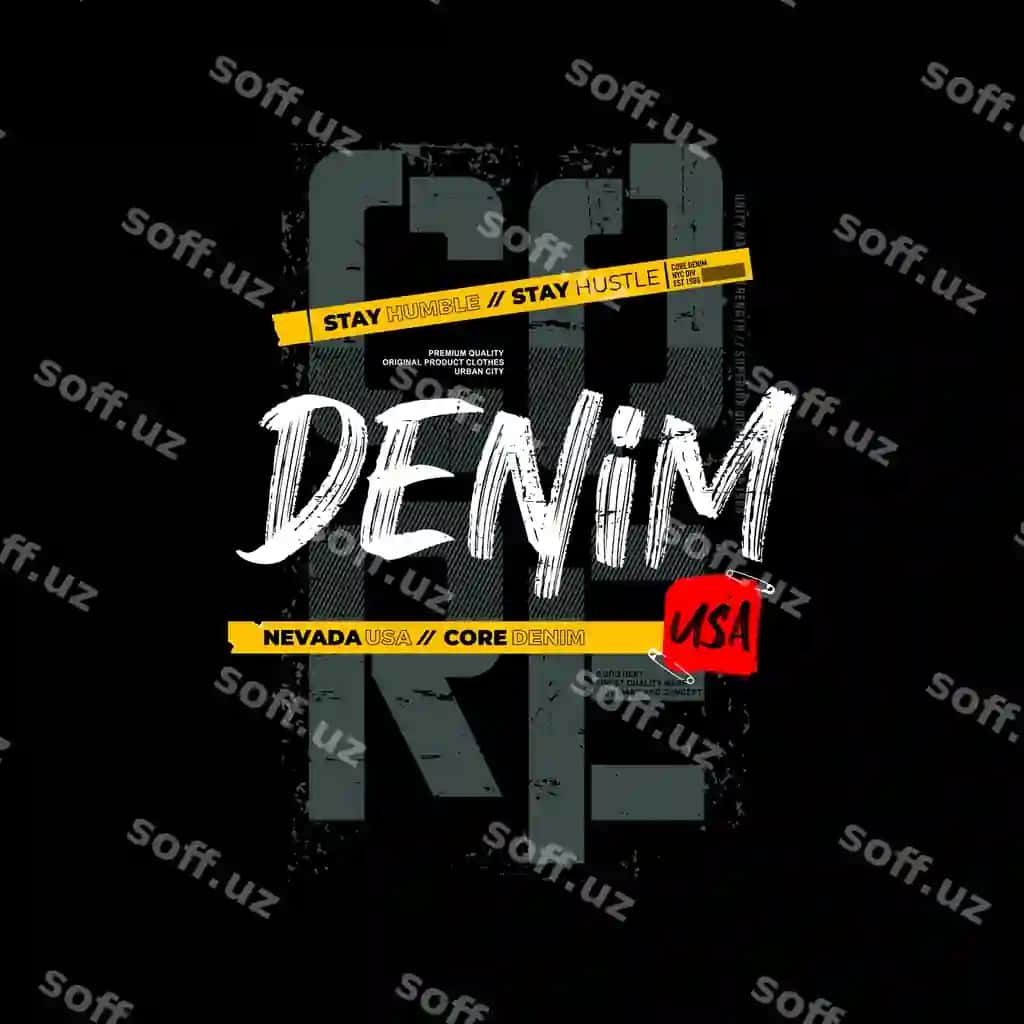 Asos denim tipografiya futbolka kiyimlar | Core denim typography t shirt apparel