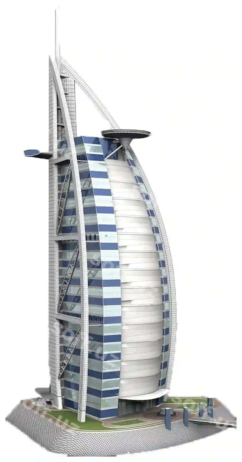 Model bino ko'k oq chiziqlar dizayn bilan | Model building with blue white striped design