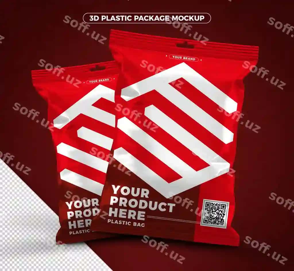 Qizil 3d plastik daftar namunasi | Red 3d plastic packaging mockup