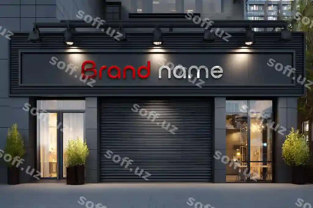 3d devor logotipi ofis do'koni mockup | 3d wall logo mockup office storefront