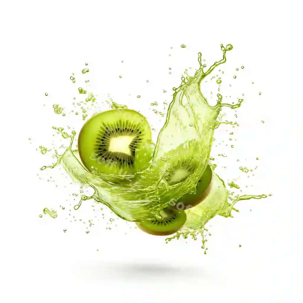 Kiwi suvi splsh ajraltirilgan oq fonda | Kiwi juice splash isolated white background