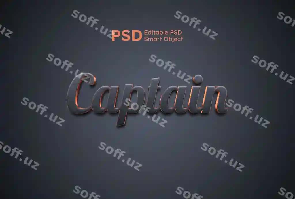 Kapitan 3d tahrirlanadigan matn effekti | Captain 3d editable text effect