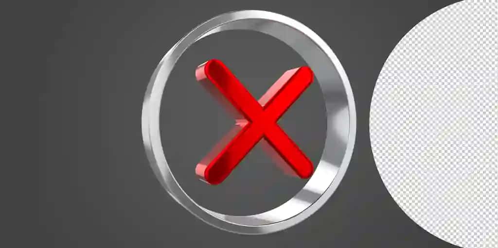 Shaffof fon bilan 3D render tasdiq belgisi xoch belgisi | 3d render check mark cross symbol with transparent background