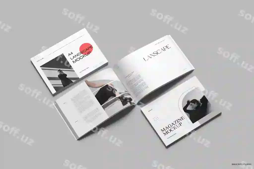 A4 landshaft jurnali namunasi | A4 landscape magazine mockup
