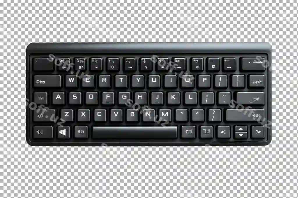 Samarali yozish uchun mo'ljallangan ixcham simsiz klaviatura oq fonda | Compact wireless keyboard white background designed efficient typing