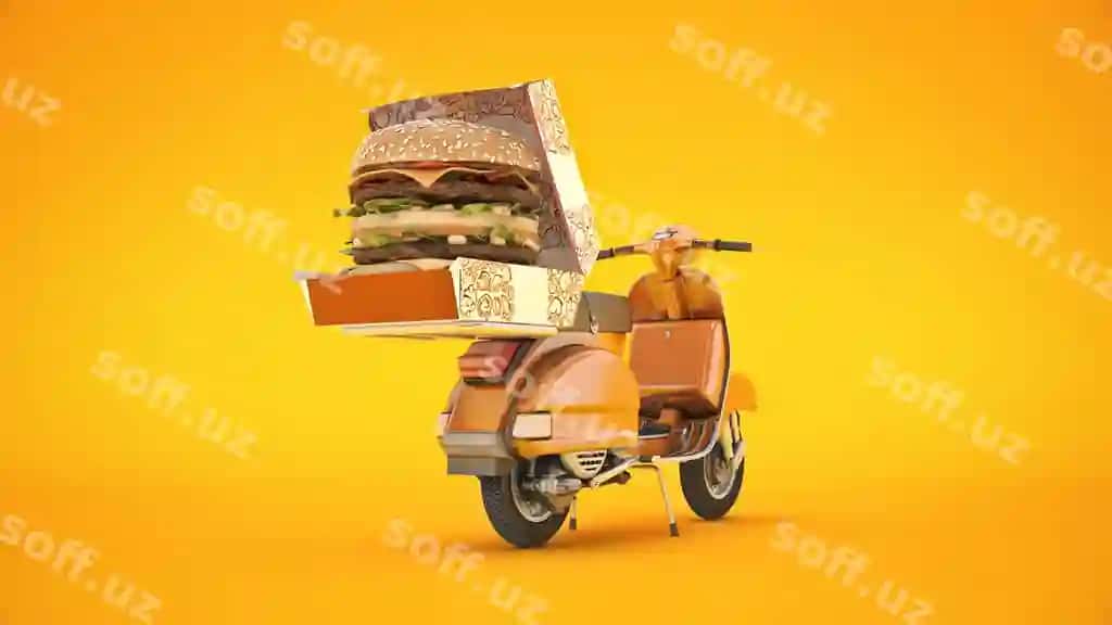 Gamburger yetkazib berish 3D render | Hamburger delivery 3d rendering