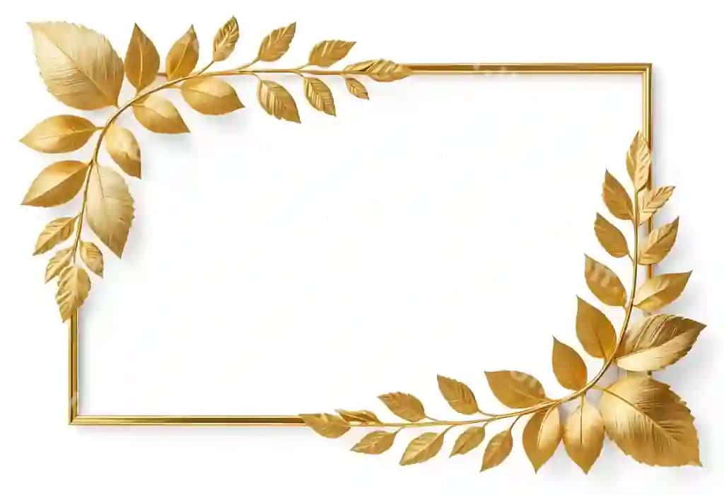 Oltin varaq sheriqla oltin yaproq chegara dizaynini chegaraydi. | Golden leaves frame elegant gold foliage border design