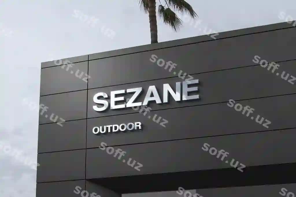 Logotip namunasi qora zamonaviy fassada belgi | Logo mockup sign black modern facade