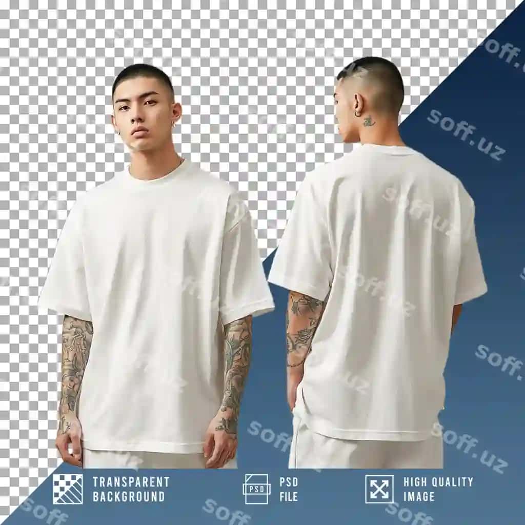 Erkak oq kofte kiygan shaffof orqa fonda | Man wearing white shirt transparent background