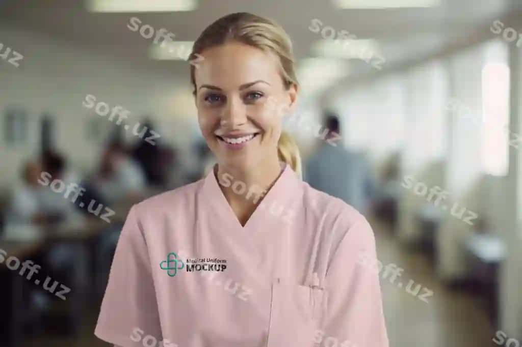 Shaxs tibbiy kostyum namunasi | Person wearing medical uniform mockup