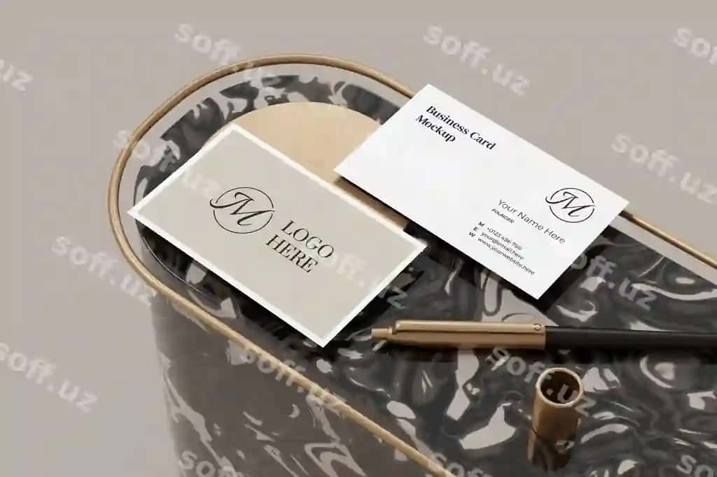 Bexatar biznes karta namuna dizayni 3D render | Elegant business card mockup design 3d rendering