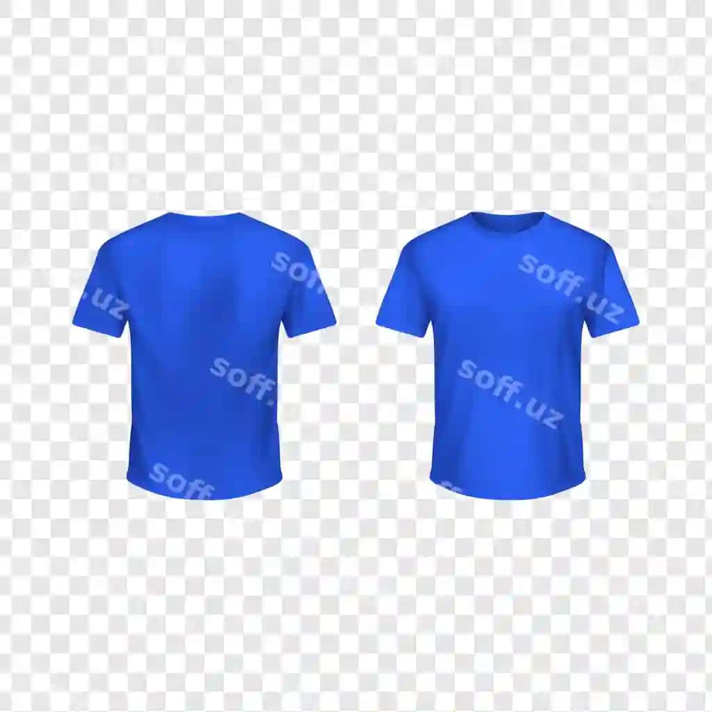 Ko'k futbolka old va orqa ko'rinish ajraltirilgan shaffof fonda | Blue tshirt front back view isolated transparent background