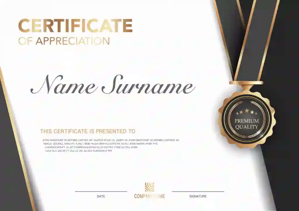 Diplom sertifikat shabloni hashamatli zamonaviy qora oltin rang | Diploma certificate template black gold color with luxury modern
