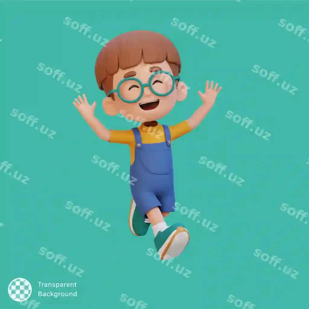 3d chiroyli o'g'il sakrab pozitsiyasi | 3d cute boy jumping pose
