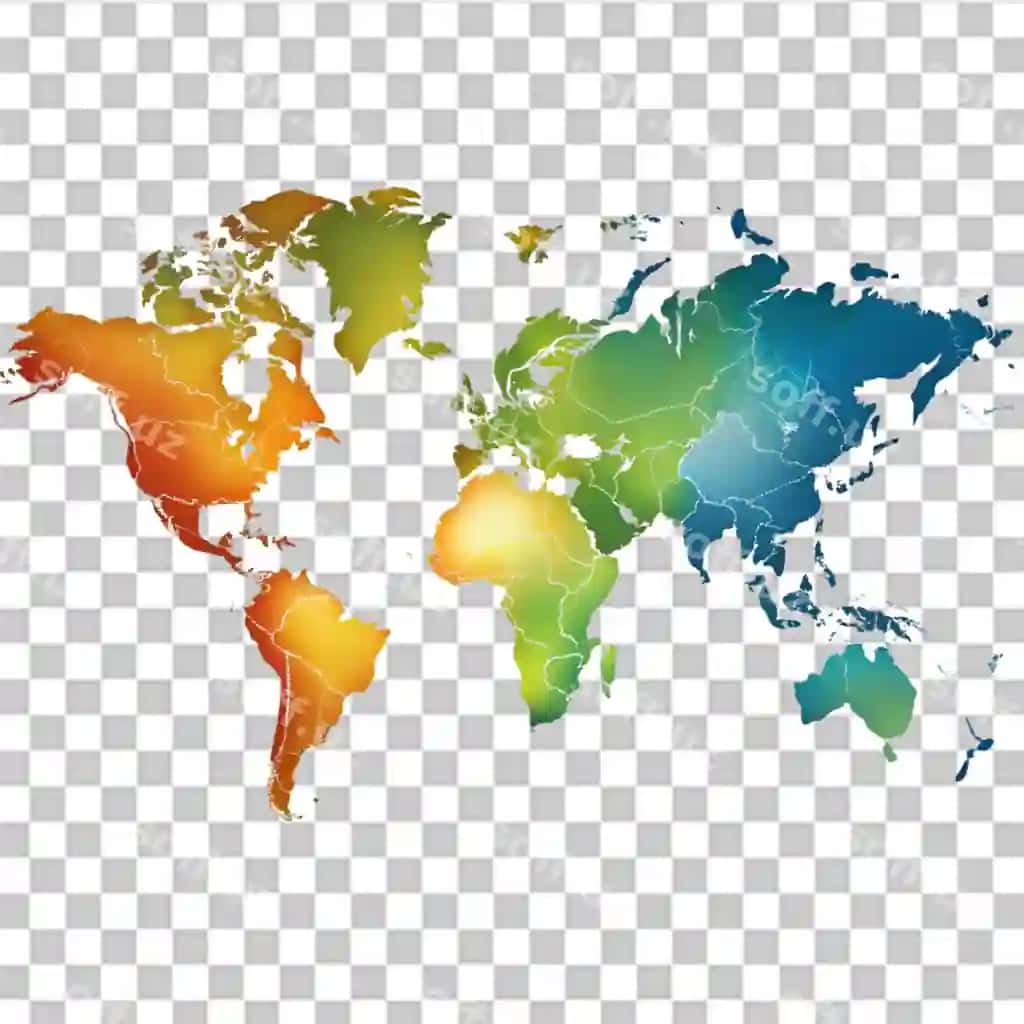 Dunyo xaritasi shaffof fonda ajraltirilgan | World map isolated transparent background