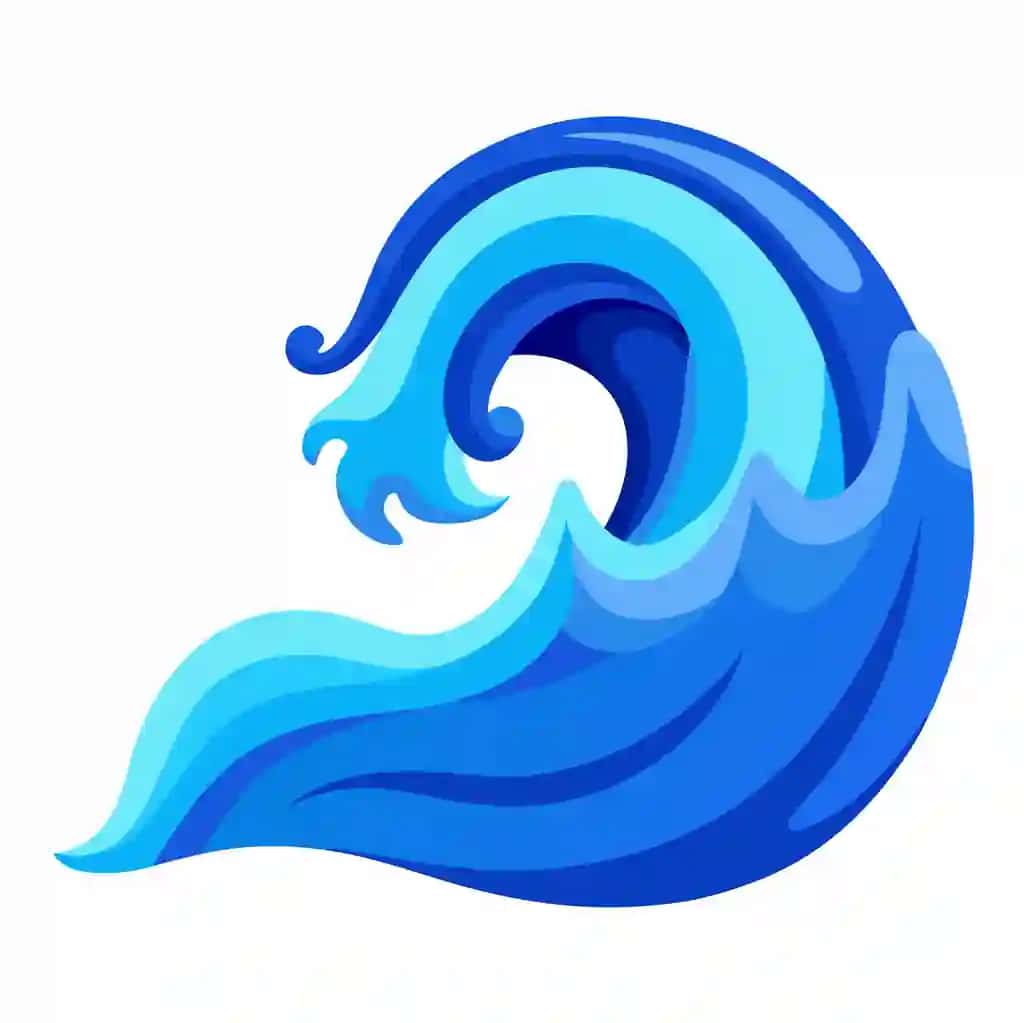 Moviy suv to'lqini vektori oq fon | Blue water wave vector white background