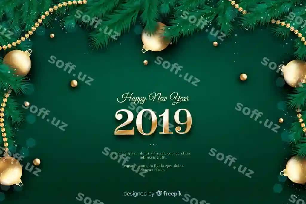 Haqiqiy Yangi yil 2019 fon | Realistic new year 2019 background