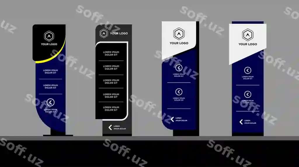 Tashqi ichki belgi shablon to'plami korporat identiklik | Exterior interior signage template set corporate identity