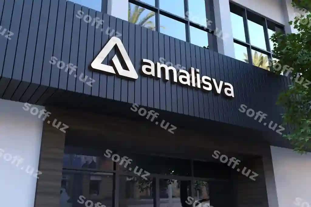 Perspektiv ofis fassada belgi mockup | Perspective office facade sign mockup