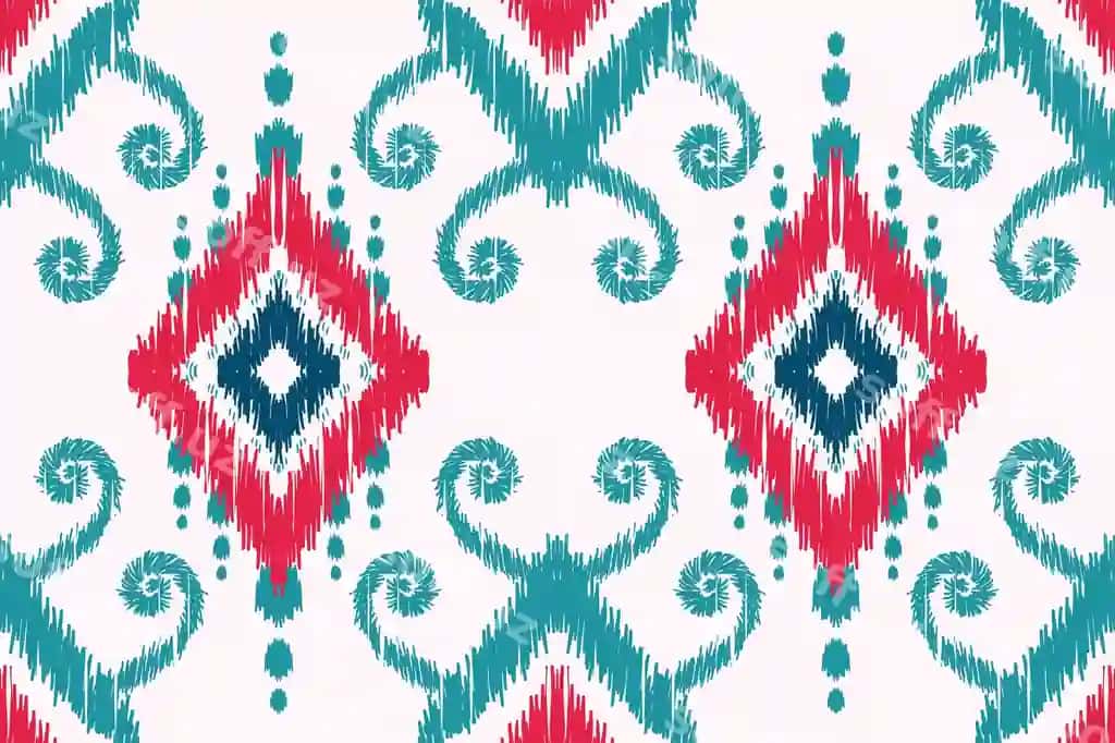 An'naviy ikat etnik chegirma uslubi geometric etnik fon bilan | Traditional ikat ethnic seamless pattern with geometric tribal background