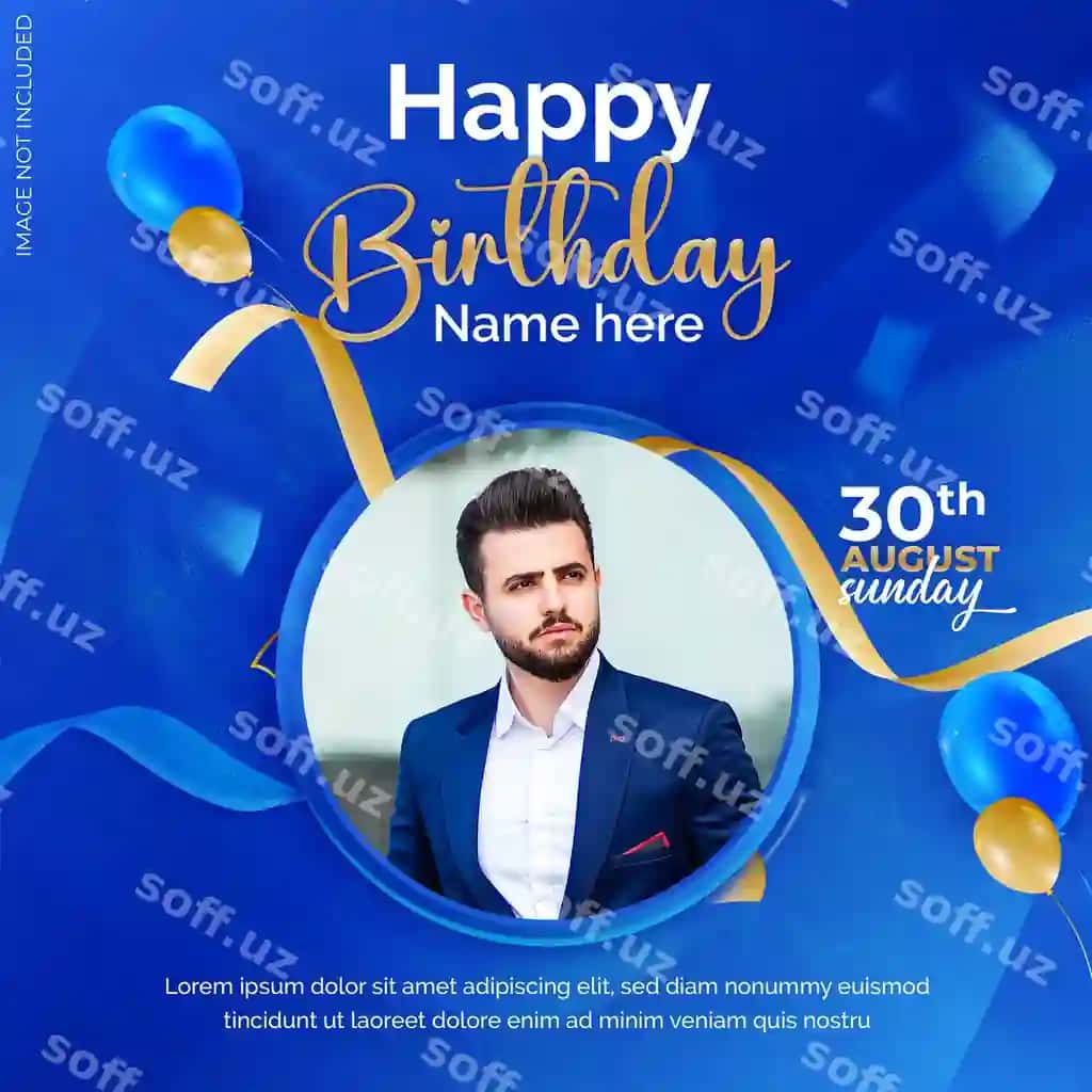 Tug'ilgan kuning mubosarati dizayn annaversariyasini tabriklash sotsial media banneri | Happy birthday design anniversary celebration social media banner