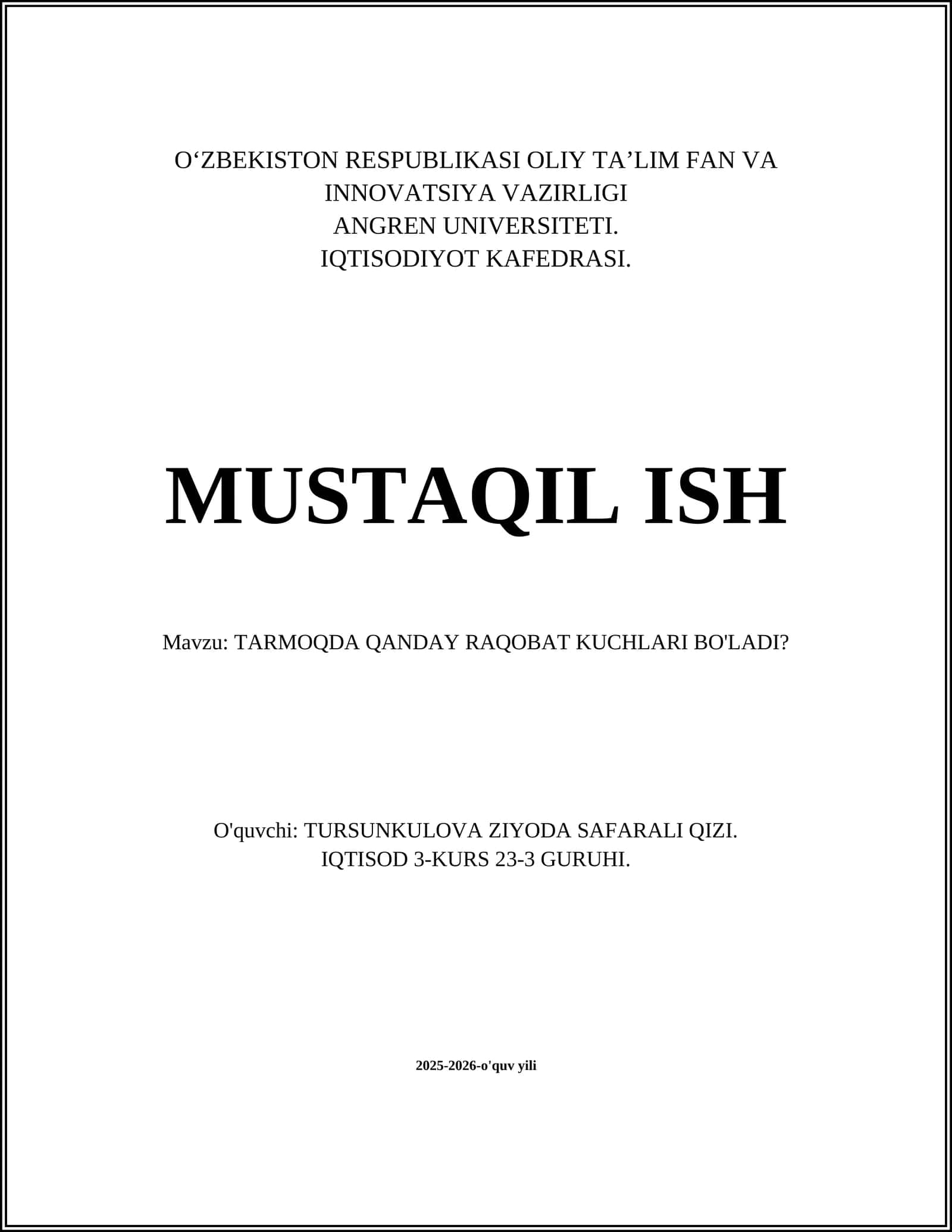 Tarmoqda qanday raqobat kuchlari bo'ladi?