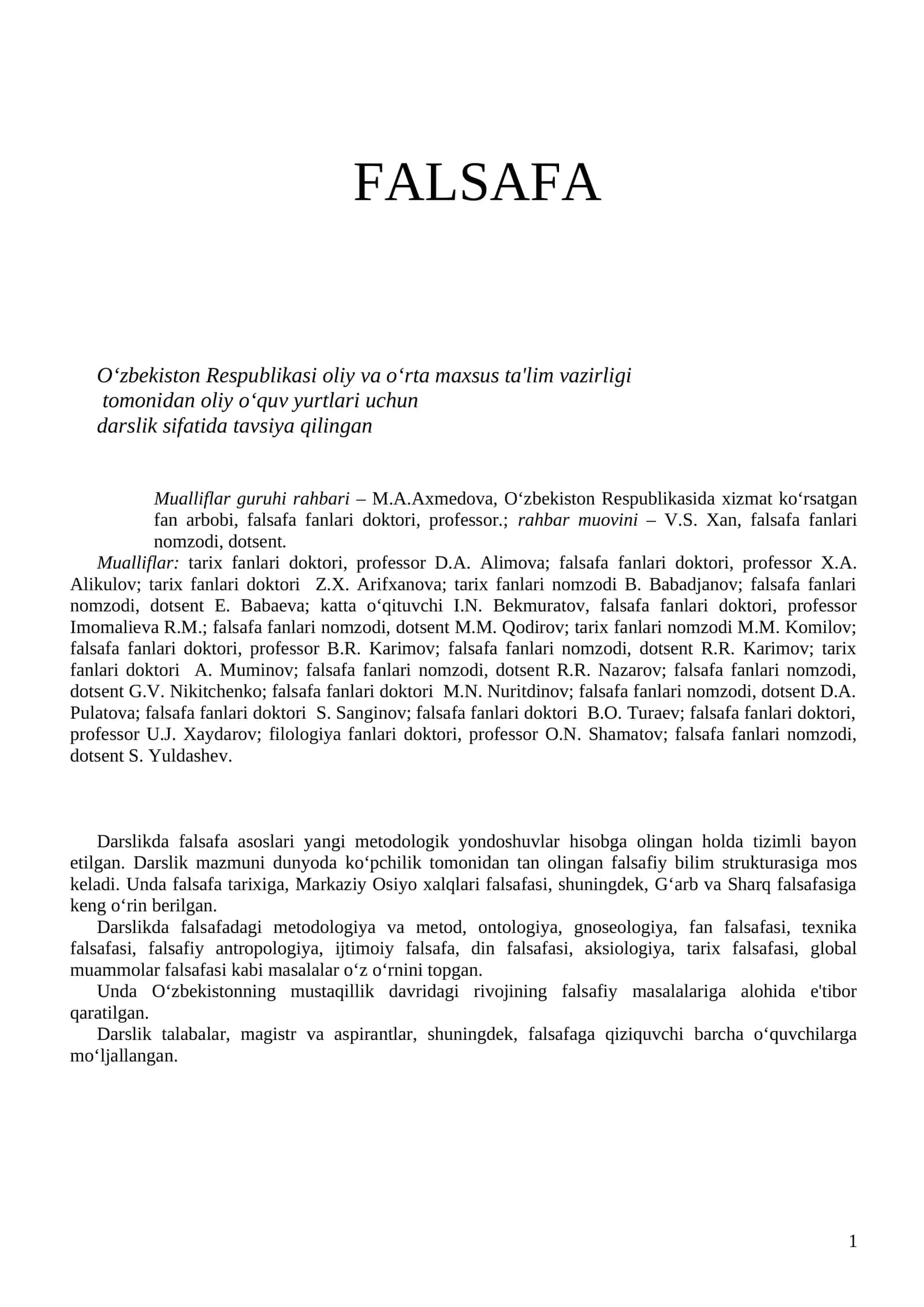 FALSAFA ASOSLARI