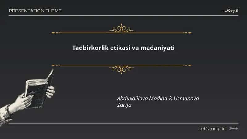 Tadbirkorlik etikasi va madaniyati