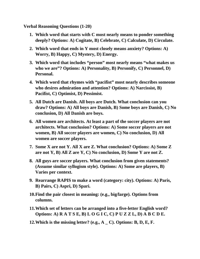 100 ENGLISH IQ TESTS WITH ANSWERS