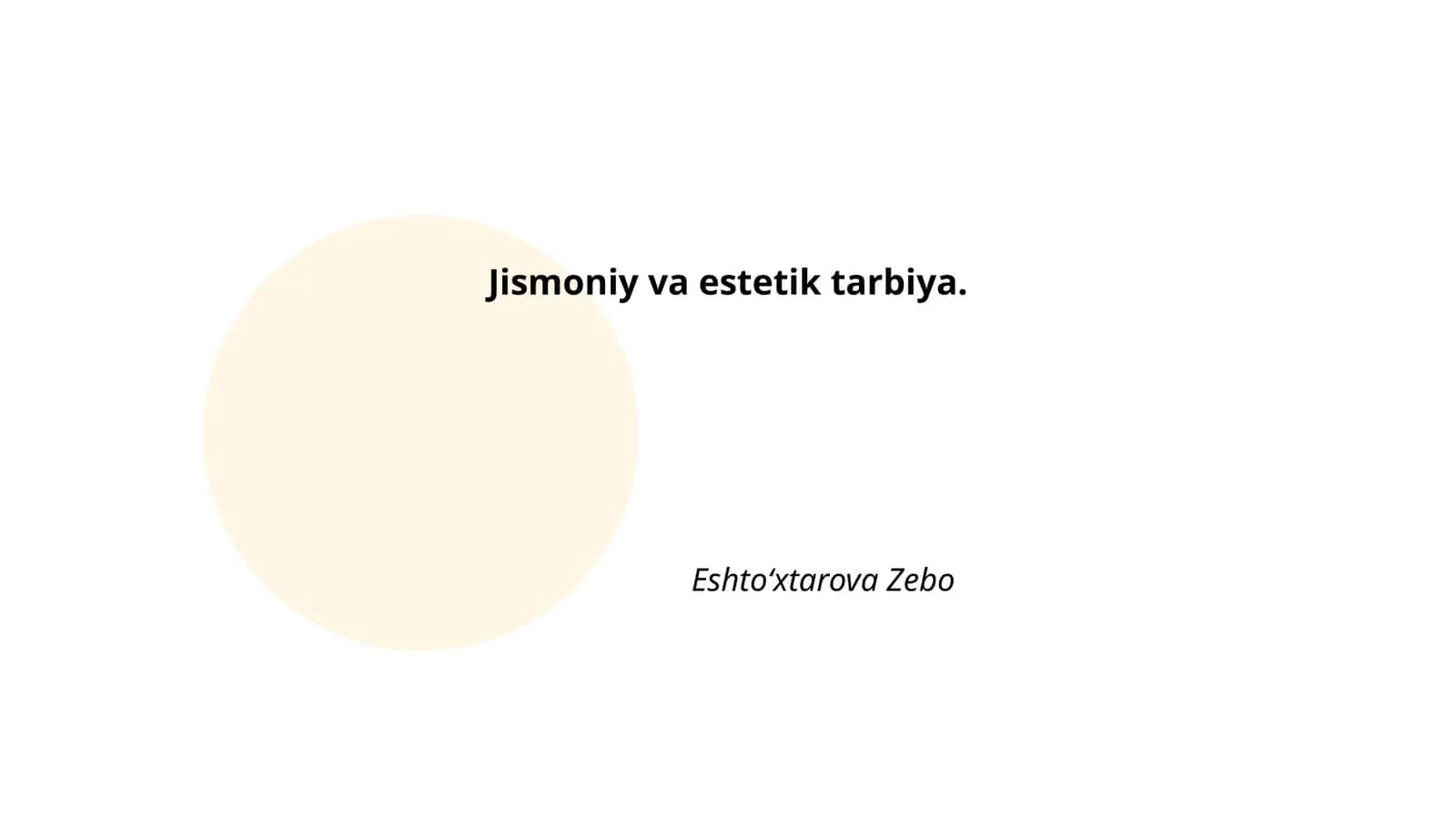 Jismoniy va estetik tarbiya