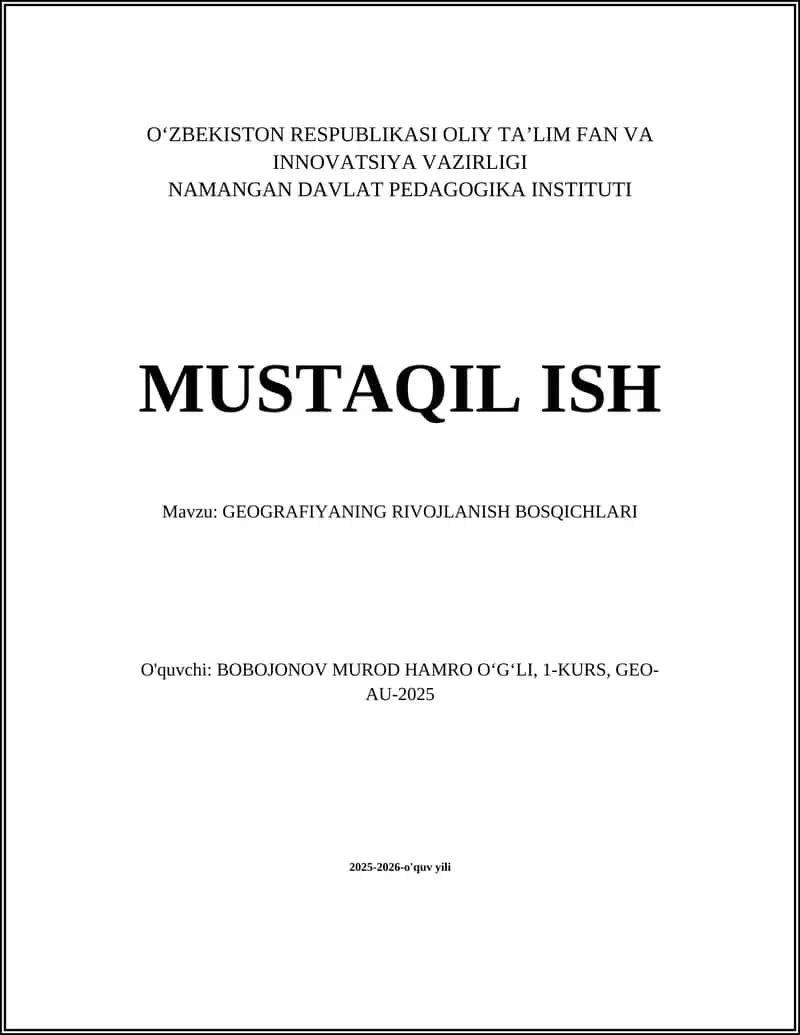 GEOGRAFIYANING RIVOJLANISH BOSQICHLARI