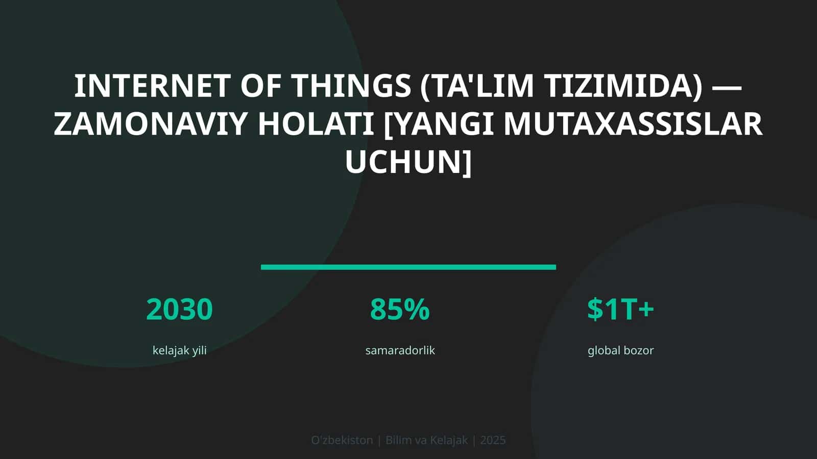 Internet of Things (ta'lim tizimida) — zamonaviy holati [yangi mutaxassislar uchun]