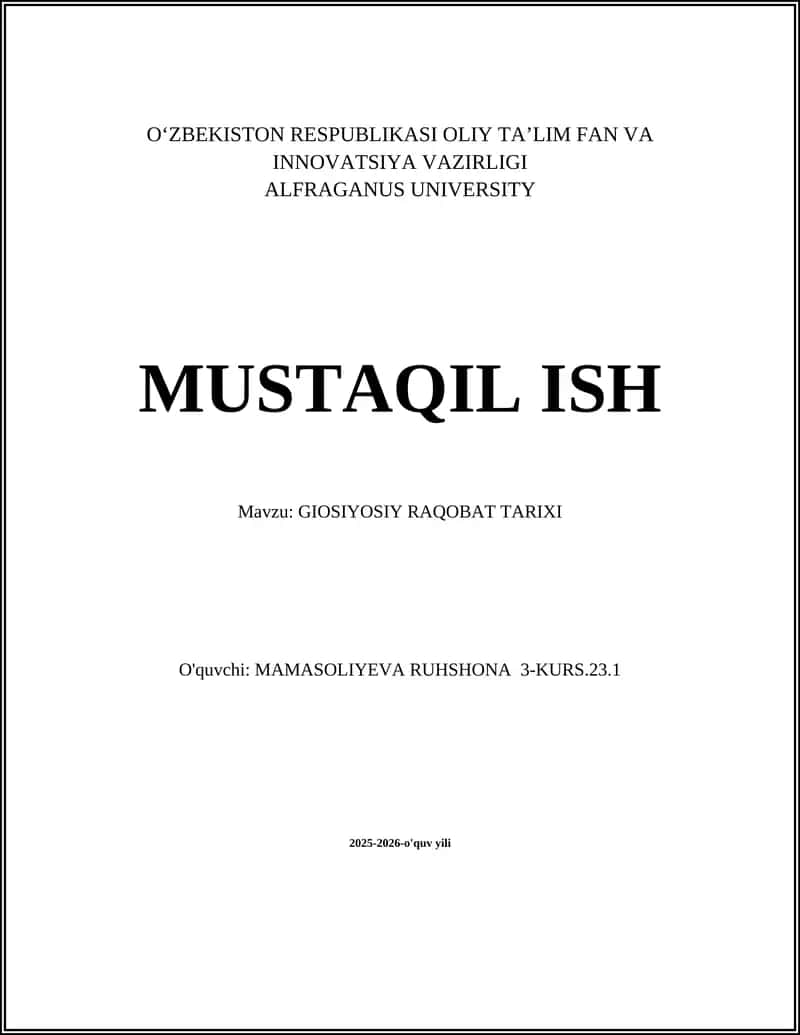 GIOSIYOSIY RAQOBAT TARIXI