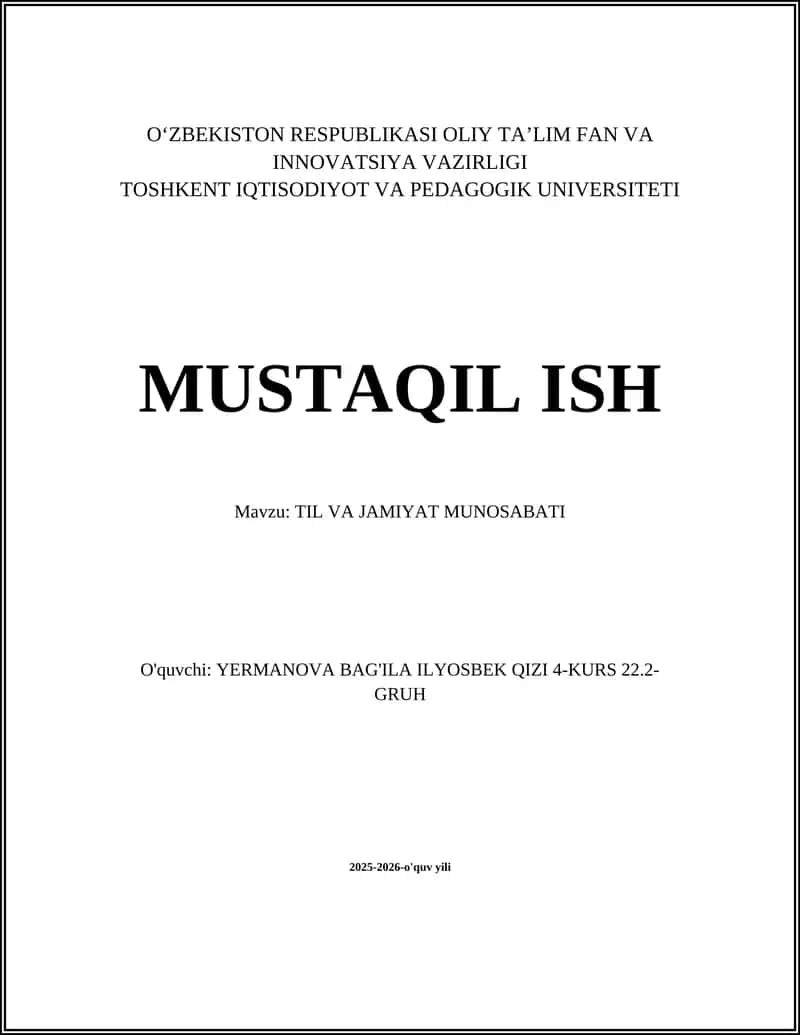 Til va jamiyat munosabati