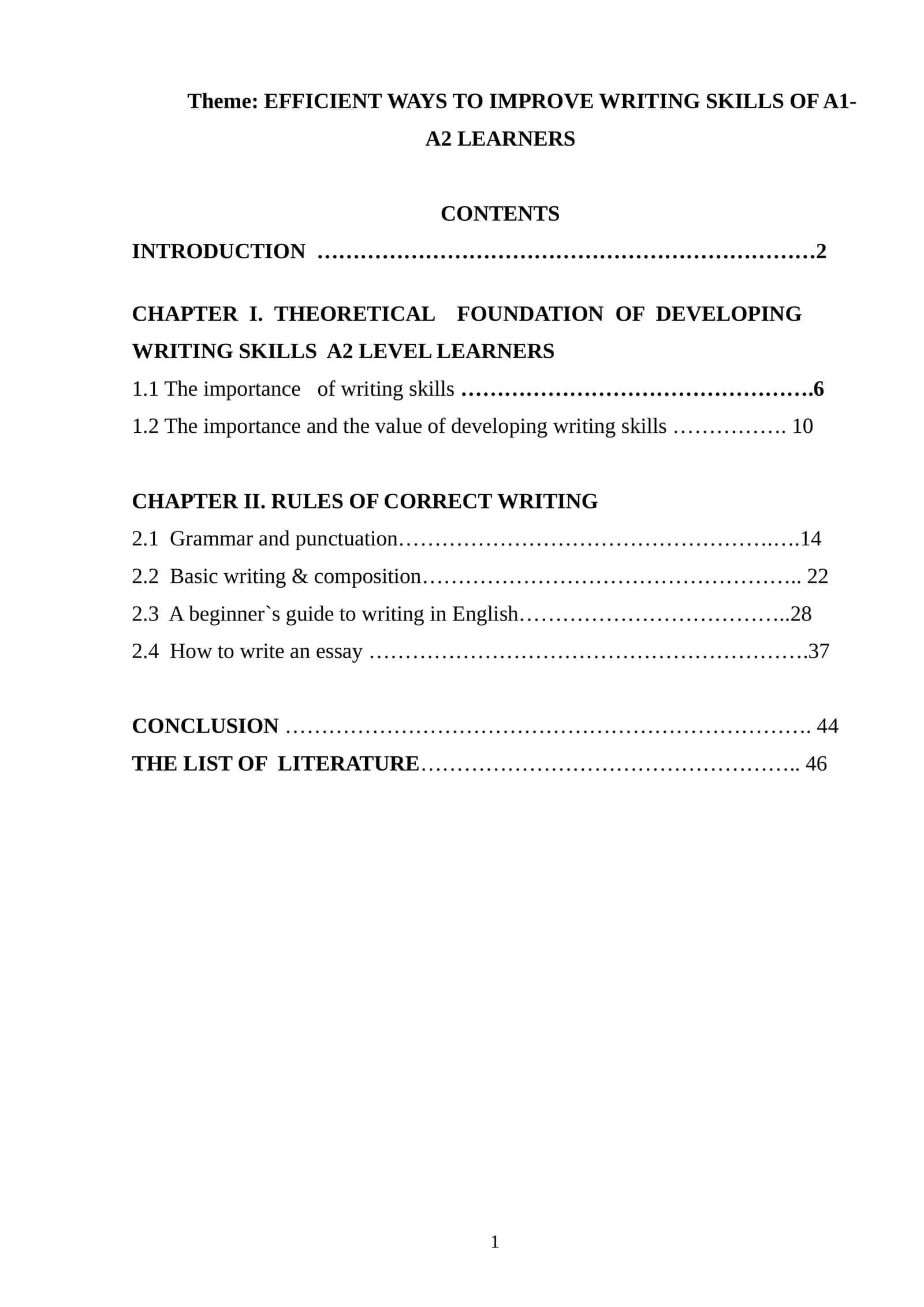 EFFICIENT WAYS TO IMPROVE WRITING SKILLS OF A1-A2 LEARNERS
