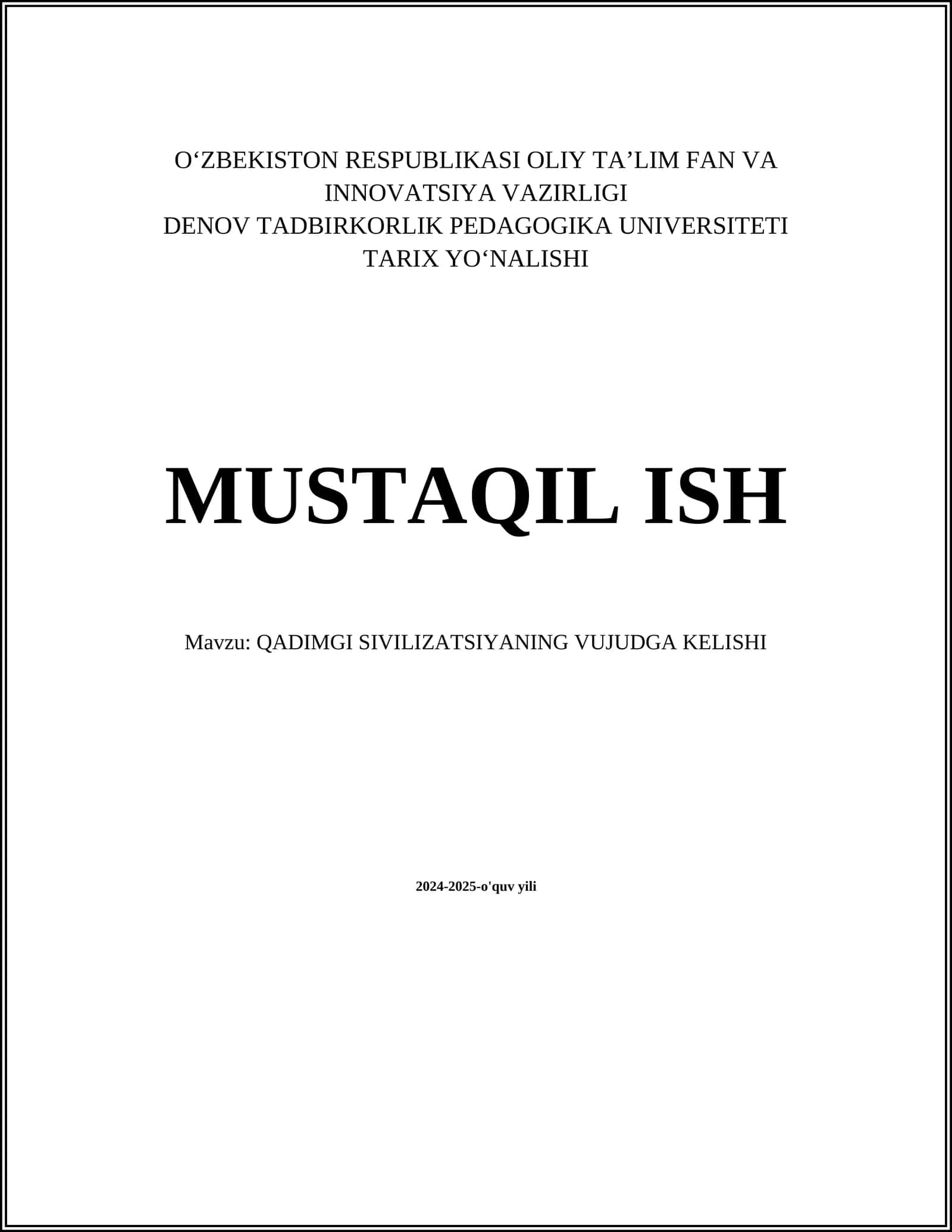 QADIMGI SIVILIZATSIYANING VUJUDGA KELISHI