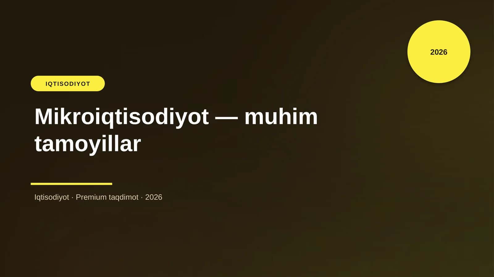Mikroiqtisodiyot — muhim tamoyillar